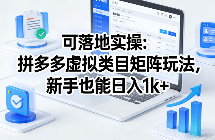 可落地实操：拼多多虚拟类目矩阵玩法，新手也能日入1k+【揭秘】-优优云网创