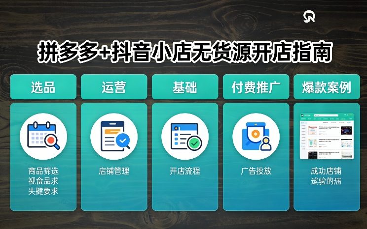 拼多多+抖音小店无货源开店，包括：选品、运营、基础、付费推广、爆款案例等(更新26年4月)-优优云网创