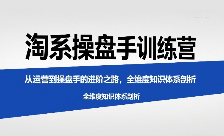 淘系操盘手训练营,从运营到操盘手的进阶之路,全维度知识体系剖析(更新)-优优云网创