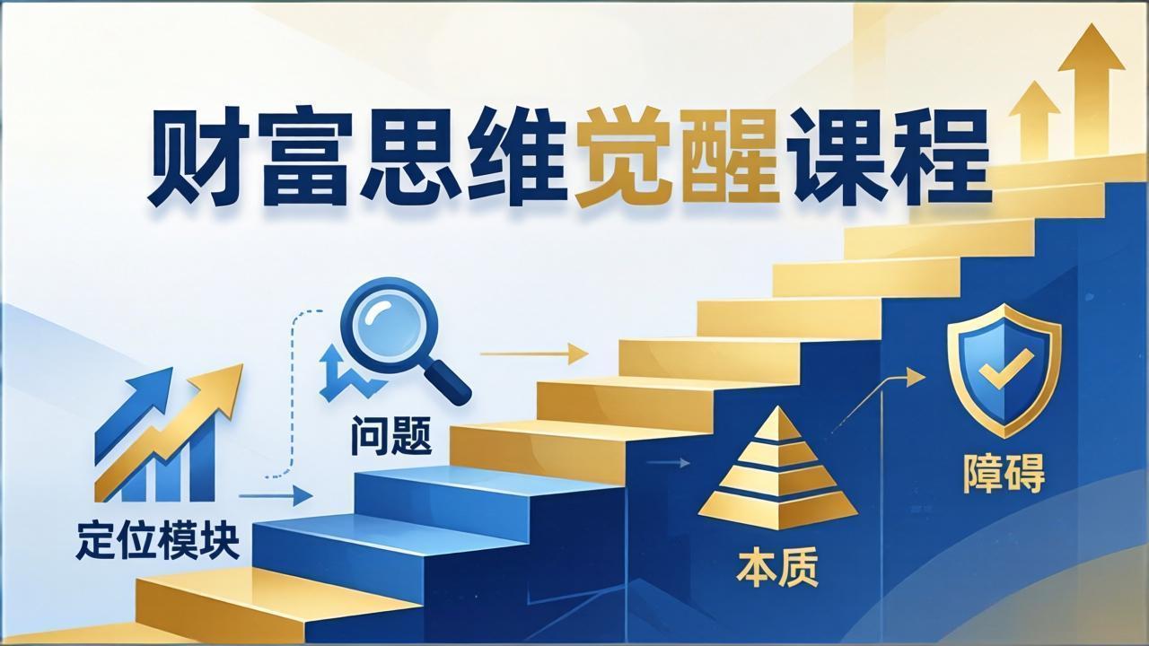 财富思维觉醒第十期：3天大课四大模块，精准定位问题看清本质，扫清人生障碍-优优云网创