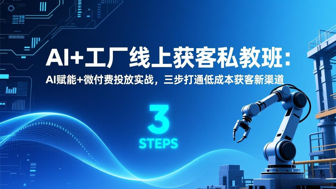 AI+工厂线上获客私教班：AI赋能+微付费投放实战，三步打通低成本获客新渠道-优优云网创