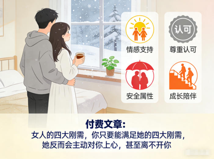 付费文章：女人的四大刚需，你只要能满足她的四大刚需，她反而会主动对你上心，甚至离不开你-优优云网创