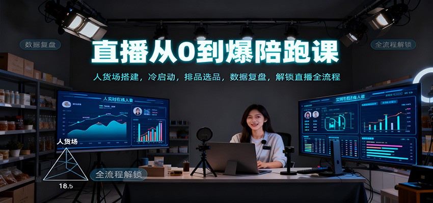 直播从0到爆陪跑课：人货场搭建，冷启动，排品选品，数据复盘，解锁直播全流程-优优云网创
