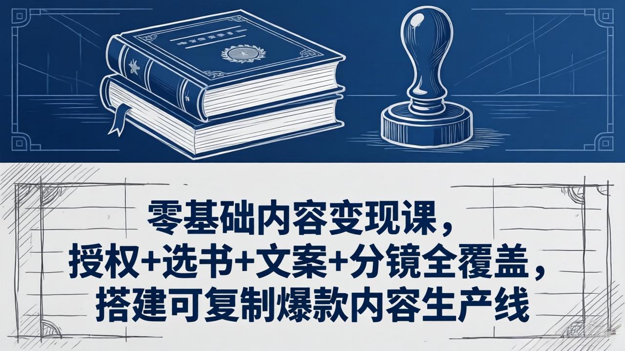 零基础内容变现课，授权+选书+文案+分镜全覆盖，搭建可复制爆款内容生产线-优优云网创