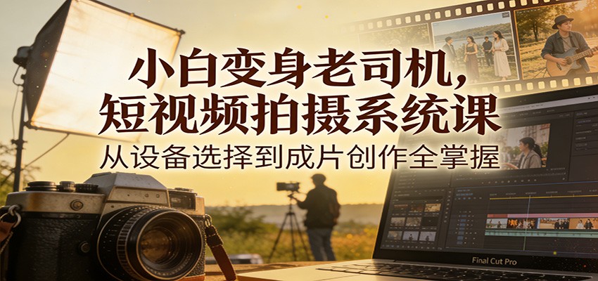 小白变身老司机,短视频拍摄系统课,从设备选择到成片创作全掌握-优优云网创