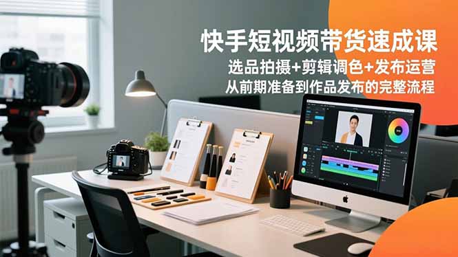 快手短视频带货速成课，选品拍摄+剪辑调色+发布运营，从前期准备到作品发布的完整流程-优优云网创