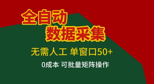全自动数据采集项目，无需人工，单窗口可达50+收益，操作简单无难度，一个人也能轻松实现矩阵【揭秘】-优优云网创