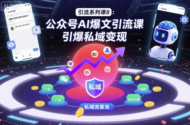 引流系列课8：公众号AI爆文引流课，引爆私域变现-优优云网创