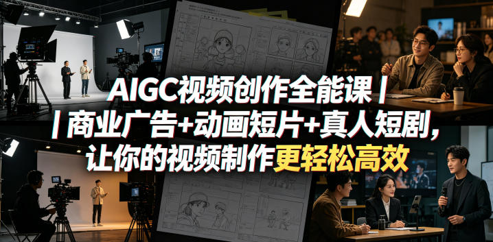 AIGC视频创作全能课｜商业广告+动画短片+真人短剧，让你的视频制作更轻松高效-优优云网创