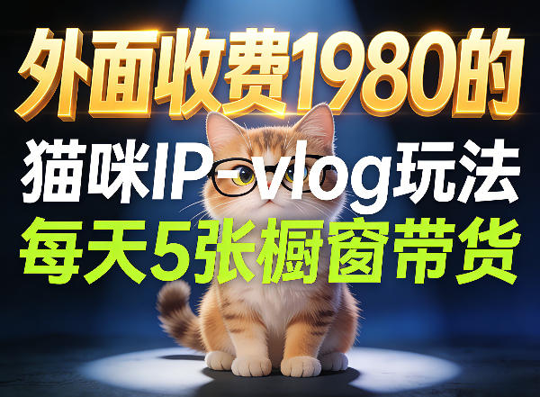 宠物赛道猫咪IP-vlog玩法,26条视频涨粉29W,每天5张橱窗带货拆解-优优云网创