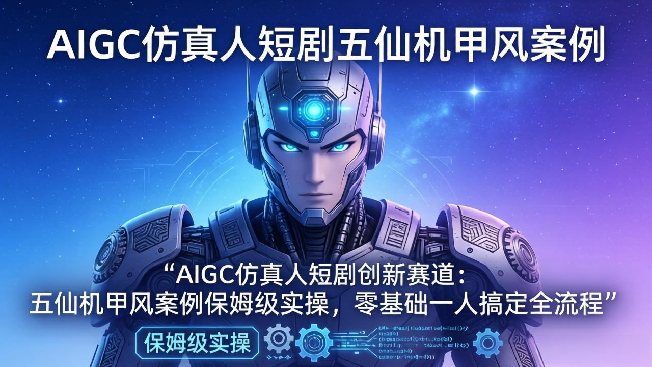 AIGC仿真人短剧创新赛道：五仙机甲风案例保姆级实操，零基础一人搞定全流程-优优云网创