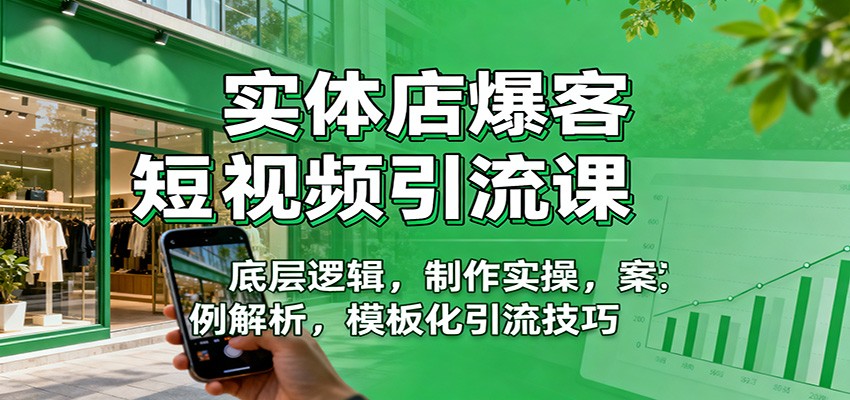 实体店爆客短视频引流课:底层逻辑,制作实操,案例解析,模板化引流技巧-优优云网创