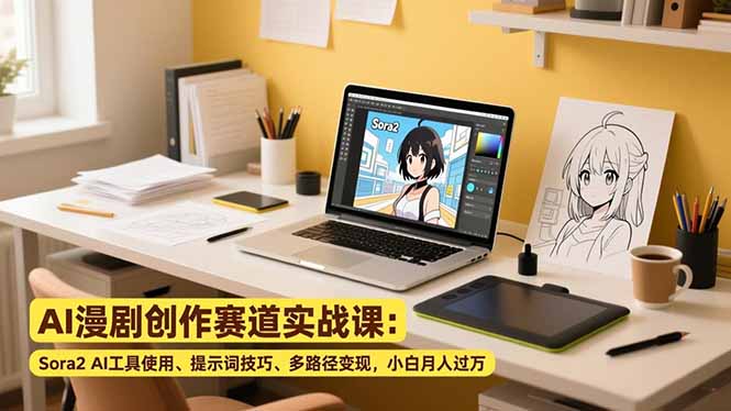 AI漫剧创作赛道实战课：Sora2 AI工具使用、提示词技巧、多路径变现，小白月入过万-优优云网创