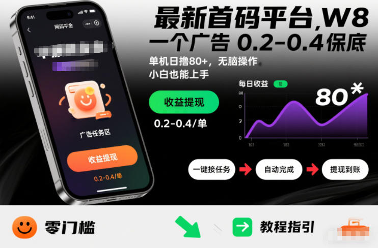 最新首码平台，一个广告 0.2-0.4 保底，单机日撸80+，可矩阵无脑操作，小白也能上手【揭秘】-优优云网创