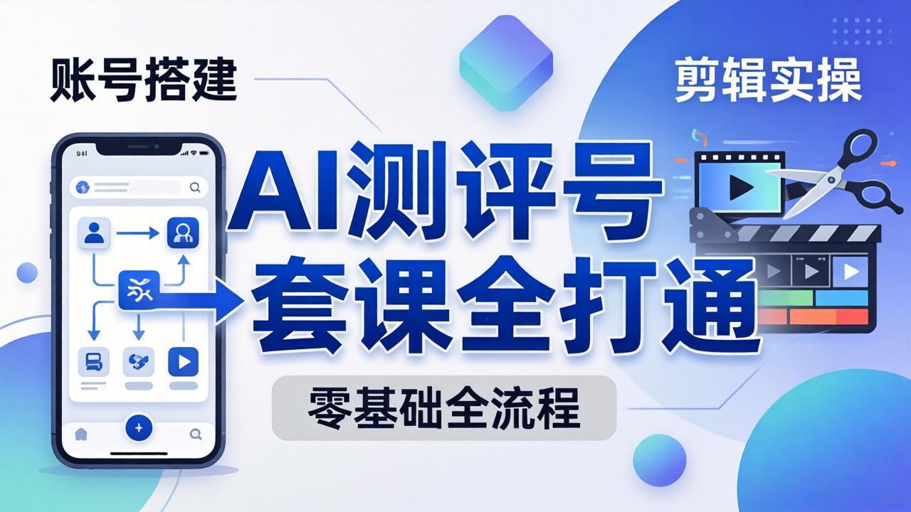 零基础起步怎么做AI测评号？账号搭建、爆款文案、剪辑实操、涨粉变现，一套课全打通-优优云网创
