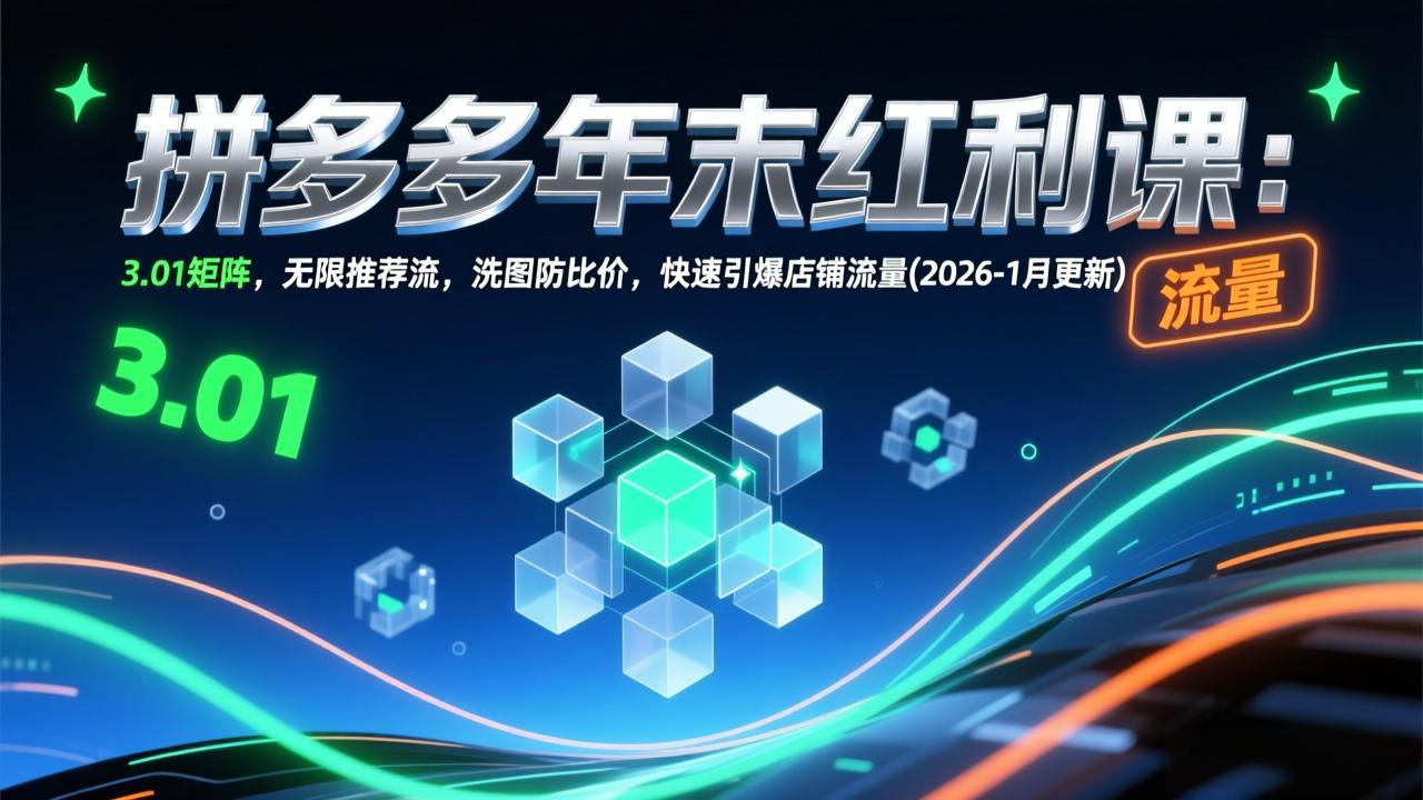 拼多多年末红利课：3.01矩阵，无限推荐流，洗图防比价，快速引爆店铺流量(2026-1月更新-优优云网创