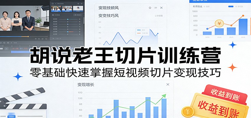 胡说老王切片训练营，零基础快速掌握短视频切片变现技巧-优优云网创
