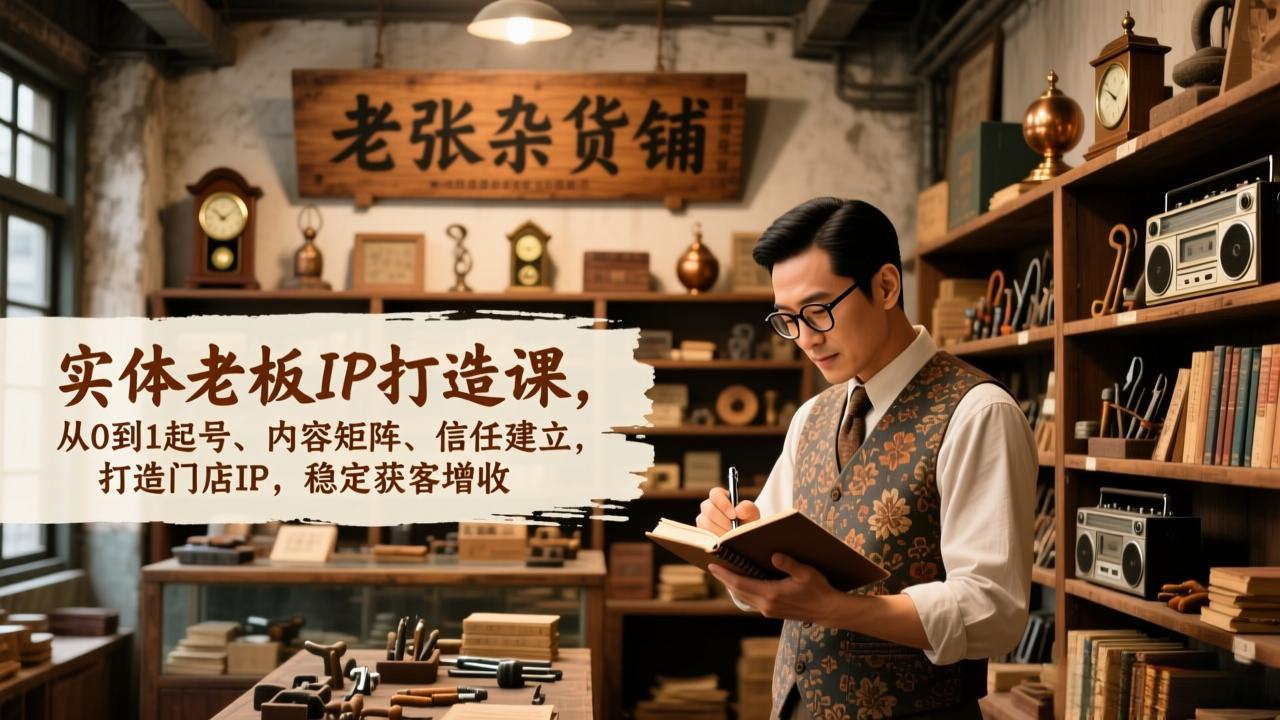 实体老板IP打造课，从0到1起号、内容矩阵、信任建立，打造门店IP，稳定获客增收-优优云网创