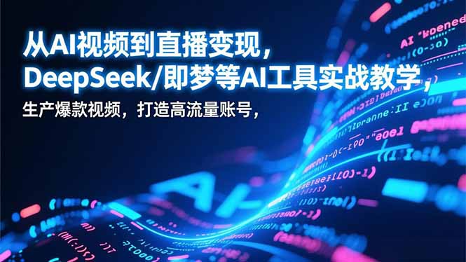 从AI视频到直播变现,DeepSeek/即梦等AI工具实战教学,生产爆款视频,打造高流量账号-优优云网创