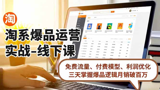 淘系爆品运营实战-线下课，免费流量、付费模型、利润优化，三天掌握爆品逻辑月销破百万-优优云网创