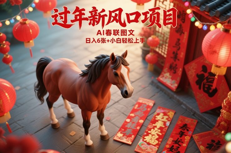 过年新风口项目，用ai春联图文，日入6张+小白轻松上手【揭秘】-优优云网创