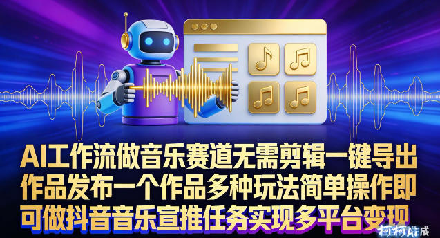 AI工作流做音乐赛道,无需剪辑,一键导出作品发布,一个作品多种玩法,简单操作即可做抖音音乐宣推任务-优优云网创