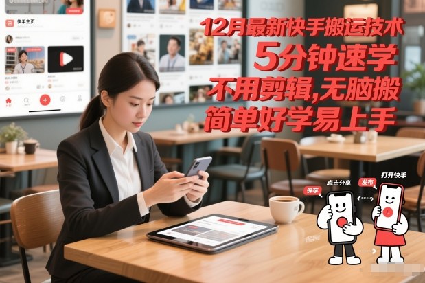 12月最新快手搬运技术，5分钟速学，不用剪辑无脑搬，简单好学易上手-优优云网创