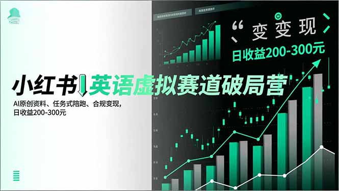 小红书英语虚拟赛道破局营,AI原创资料、任务式陪跑、合规变现,日收益200-300元-优优云网创