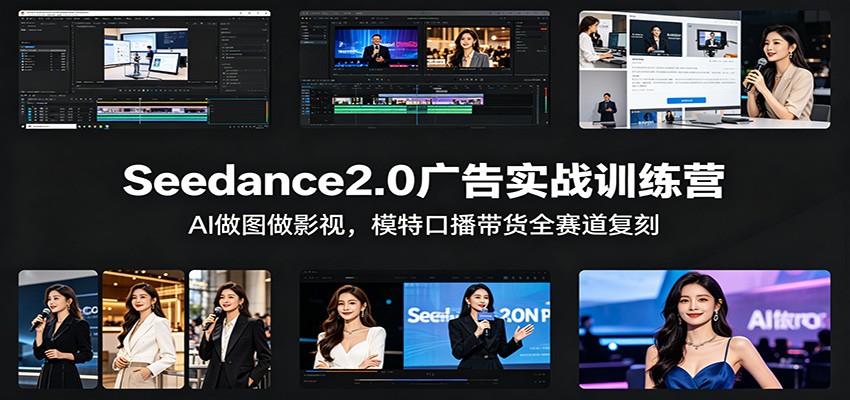 Seedance2.0广告实战训练营:AI做图做影视,模特口播带货全赛道复刻-优优云网创