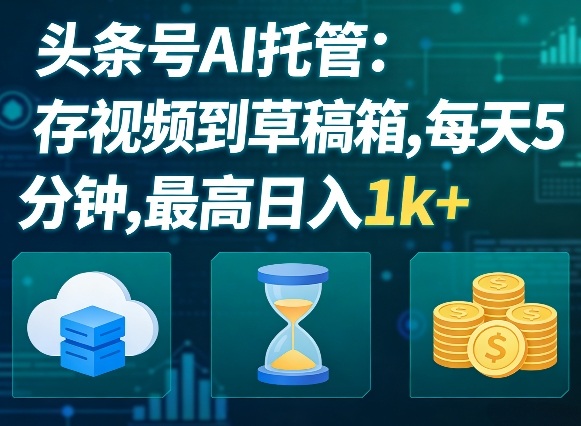 头条号AI托管，我存视频到你草稿箱，每天5分钟，最高日入1k+【揭秘】-优优云网创
