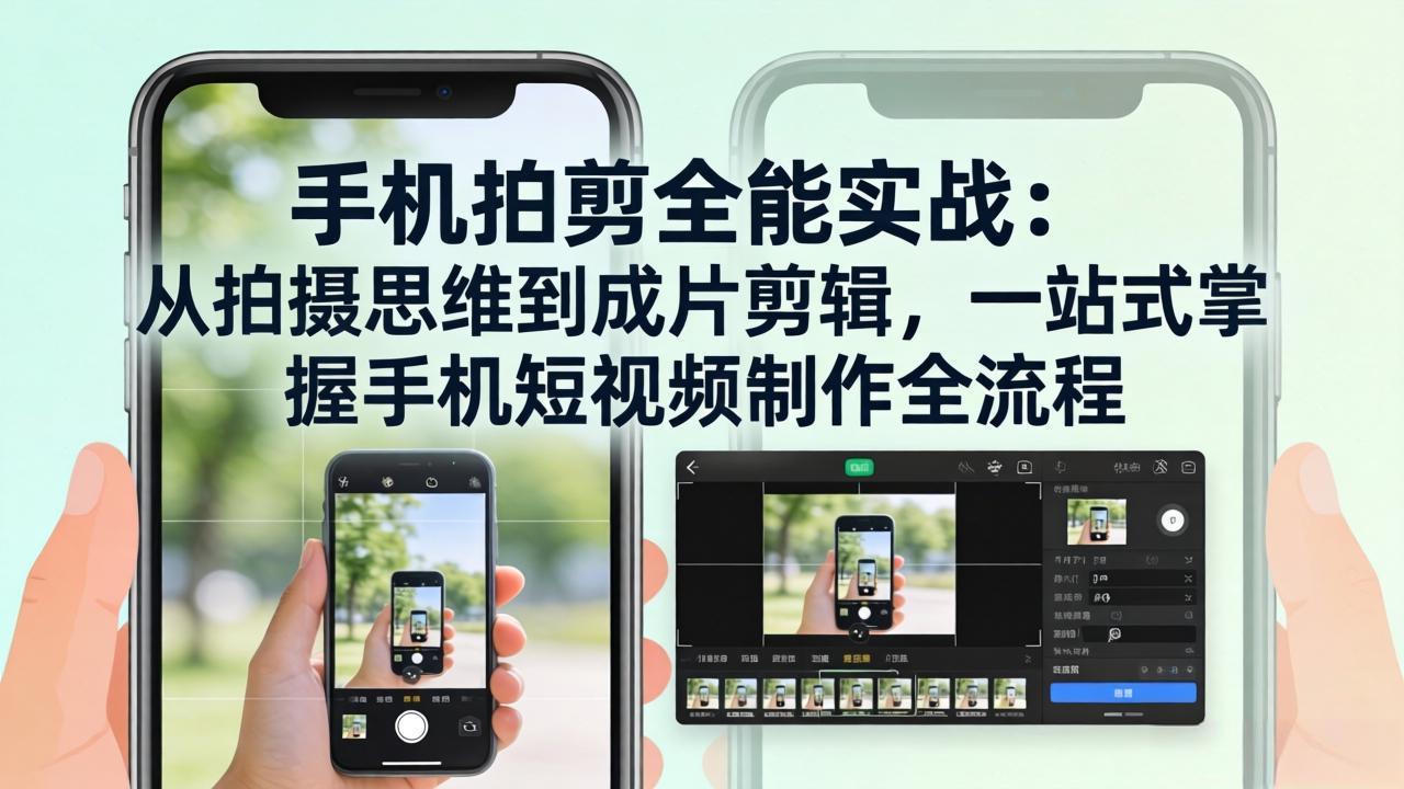 手机拍剪全能实战：从拍摄思维到成片剪辑，一站式掌握手机短视频制作全流程-优优云网创
