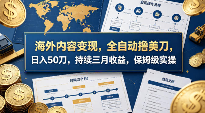 海外内容变现，全自动撸美刀，日入50刀，持续三月收益，保姆级实操【揭秘】-优优云网创