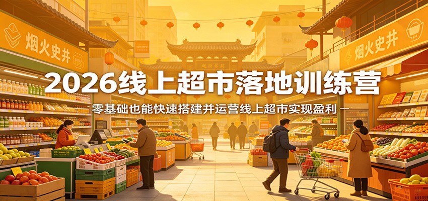 2026线上超市落地训练营,零基础也能快速搭建并运营线上超市实现盈利-优优云网创