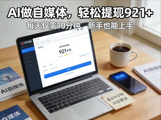 每天花费10分钟，头条号收益921+，用AI做自媒并不难【附视频教程】