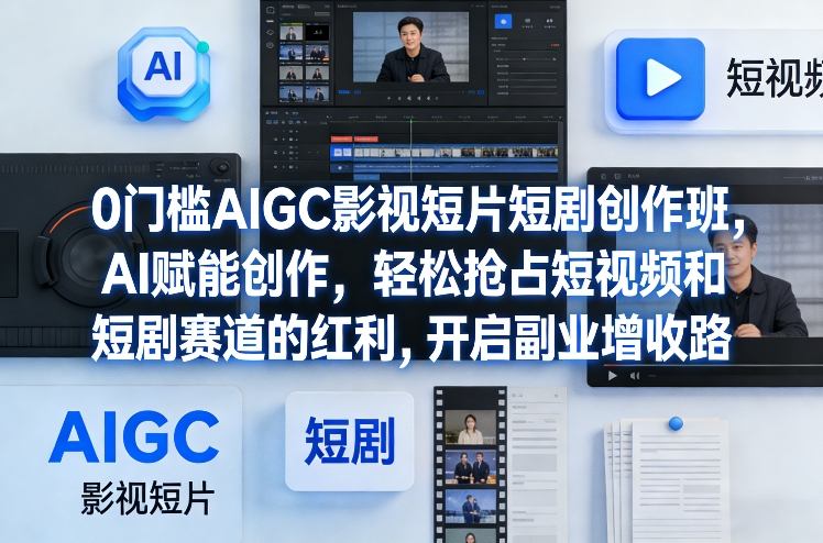 0门槛AIGC影视短片短剧创作班,AI赋能创作,轻松抢占短视频和短剧赛道的红利,开启副业增收路