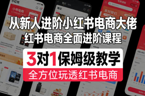 从新人进阶小红书电商大佬,红书电商全面进阶课程,3对1保姆级教学,全方位玩透红书电商-优优云网创