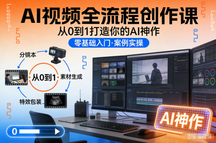 AI视频全流程创作课，从0到1打造你的AI神作-优优云网创