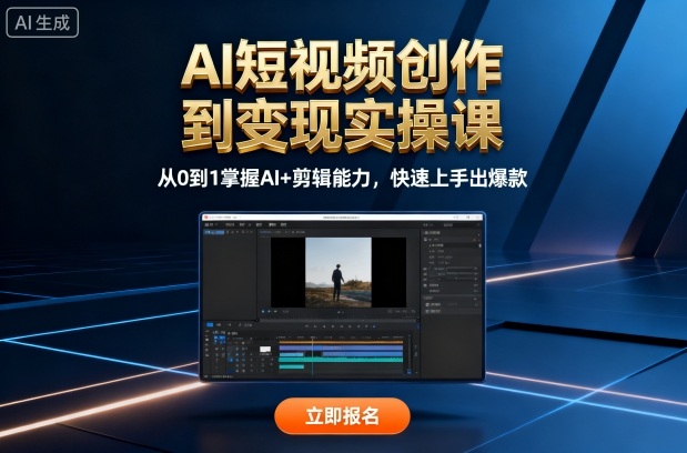 AI短视频创作到变现实操课，从0到1掌握AI+剪辑能力，快速上手出爆款(更新10月)-优优云网创