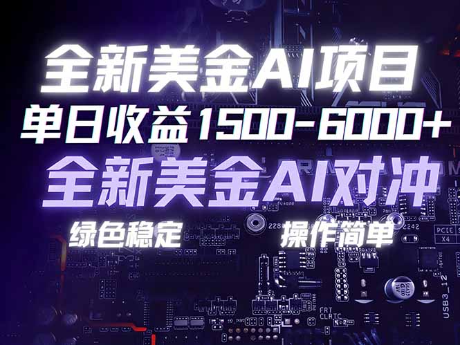 美金AI对冲项目，日入1500-6000+，绿色稳定，操作简单，创业副业首选，可批量放大-优优云网创