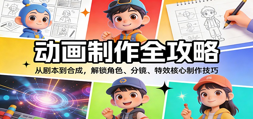 动画制作全攻略：从剧本到合成，解锁角色、分镜、特效核心制作技巧-优优云网创