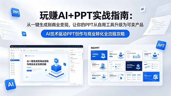 玩赚AI+PPT实战指南-更新5月13:从一键生成到商业变现,让你的PPT从自用工具升级为可卖产品-优优云网创