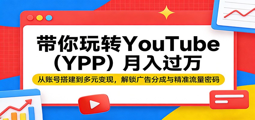 带你玩转YouTube(YPP)月入过万：从账号搭建到多元变现，解锁广告分成与精准流量密码-优优云网创