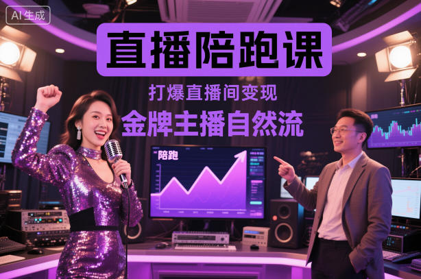 直播陪跑课，金牌主播自然流打爆直播间，复制高变现玩法-优优云网创