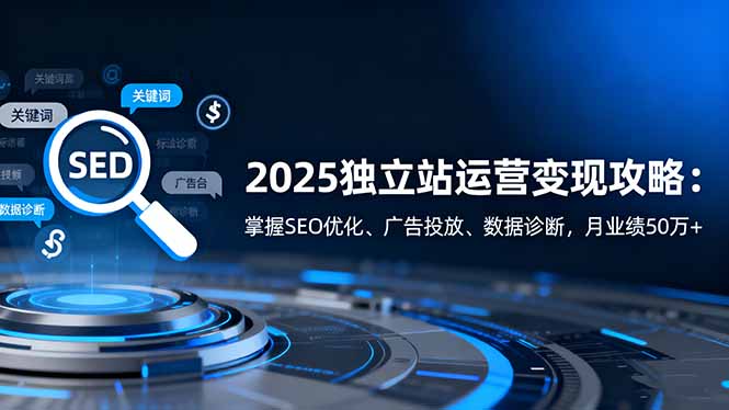 2025独立站运营变现攻略:掌握SEO优化、广告投放、数据诊断,月业绩50万+-优优云网创