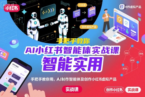 AI小红书智能体实战课，手把手教你用AI制作智能体及创作小红书虚拟产品，提效+内容商业化-优优云网创