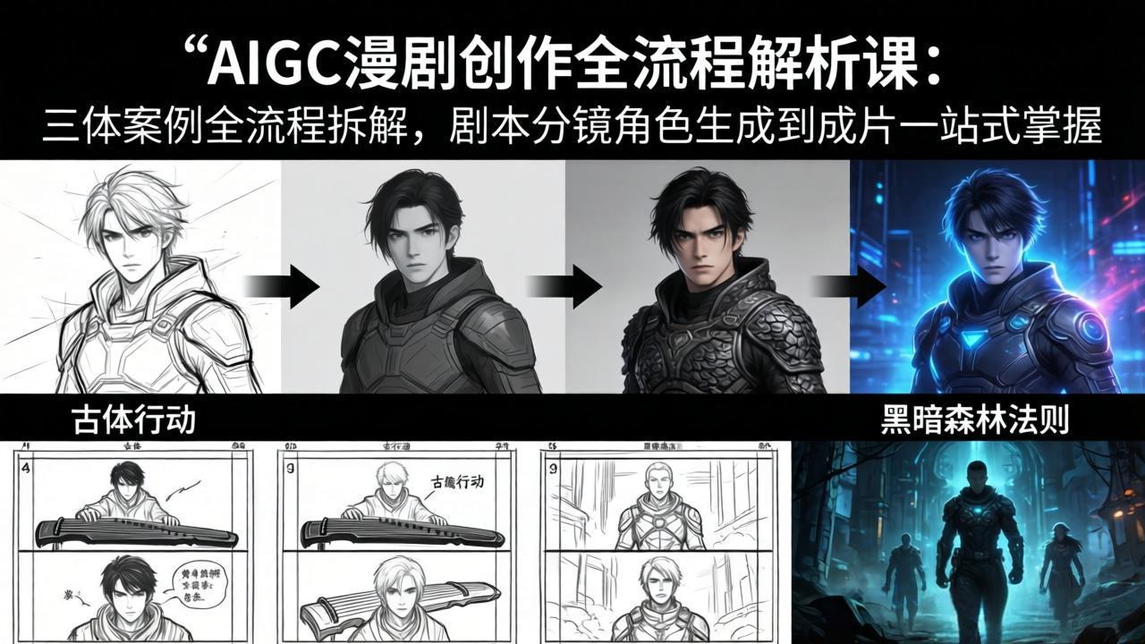 AIGC漫剧创作全流程解析课：三体案例全流程拆解，剧本分镜角色生成到成片一站式掌握-优优云网创