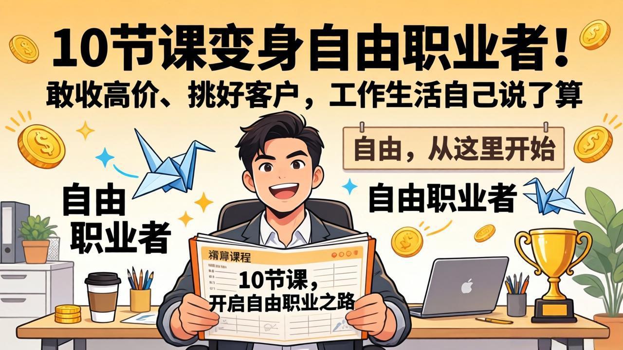 10 节课变身自由职业者！敢收高价、挑好客户，工作生活自己说了算-优优云网创