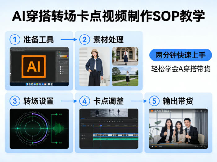 AI穿搭转场卡点视频制作SOP教学,两分钟快速上手,轻松学会AI穿搭带货-优优云网创