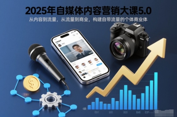 2025年自媒体内容营销大课5.0,从内容到流量,从流量到商业,构建自带流量的个体商业体-优优云网创