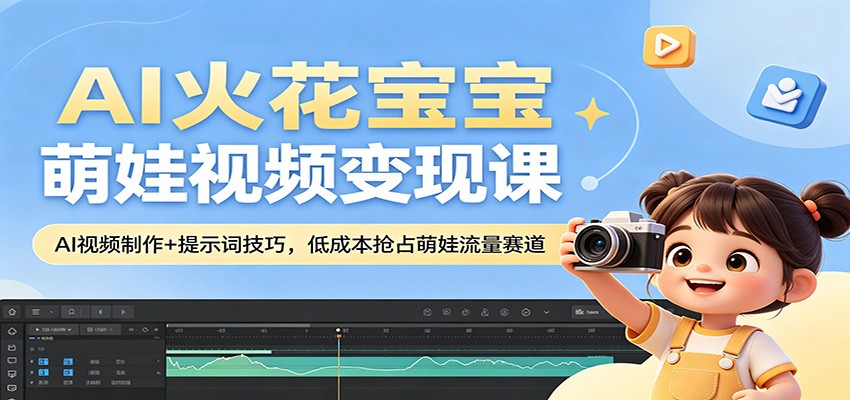 AI火花宝宝萌娃视频变现课:AI视频制作+提示词技巧,低成本抢占萌娃流量赛道-优优云网创